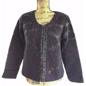 Malvin Hamburg Jacket 8 Black Bead Sequin Quilted Blazer Lined Germany